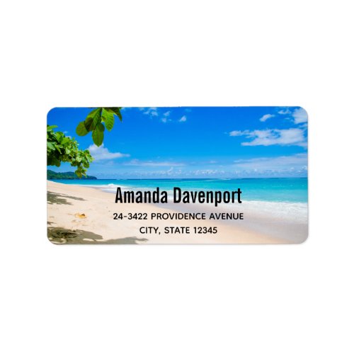 Beautiful Sunny Tropical Beach Photo Address Label