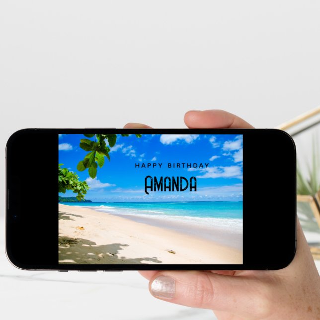 Beautiful Sunny Tropical Beach Photo Birthday Card (Front Digital)
