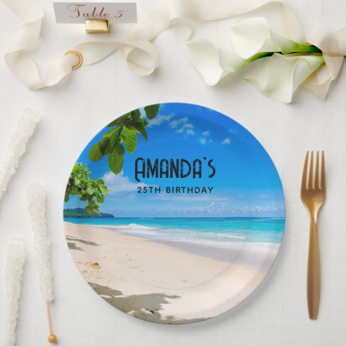 Beautiful Sunny Tropical Beach Photo Birthday Paper Plates