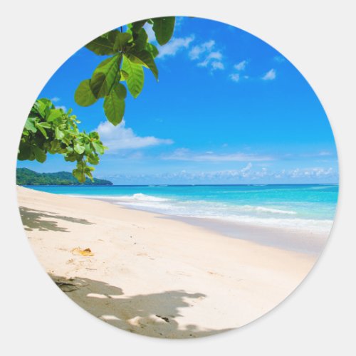 Beautiful Sunny Tropical Beach Photo Classic Round Sticker