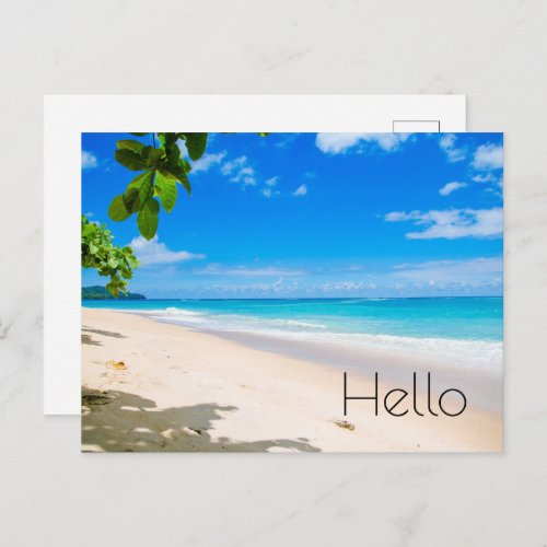 Beautiful Sunny Tropical Beach Photo Hello Postcard