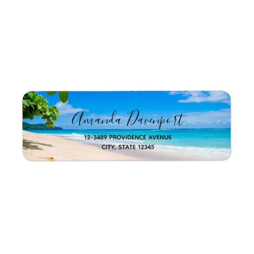 Beautiful Sunny Tropical Beach Photo Label