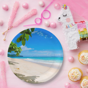 Beautiful Sunny Tropical Beach Photo Paper Plates