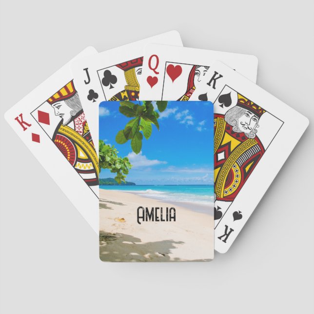 Beautiful Sunny Tropical Beach Photo Poker Cards (Back)