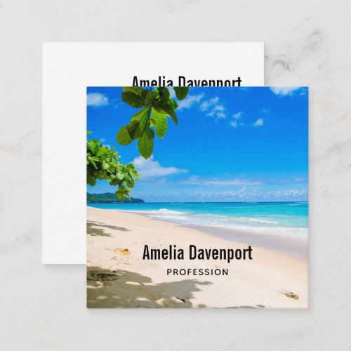 Beautiful Sunny Tropical Beach Photo Square Business Card