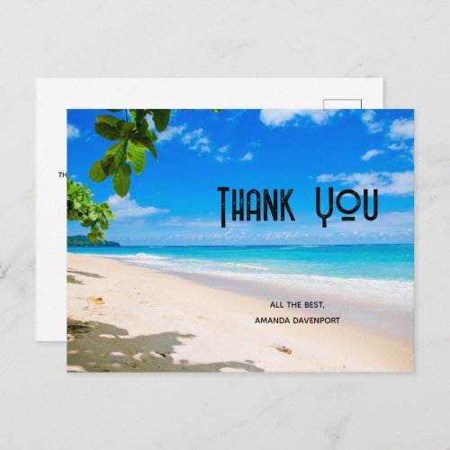 Beautiful Sunny Tropical Beach Photo Thank You Postcard