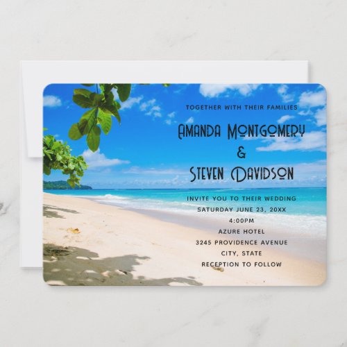 Beautiful Sunny Tropical Beach Photo Wedding Invitation