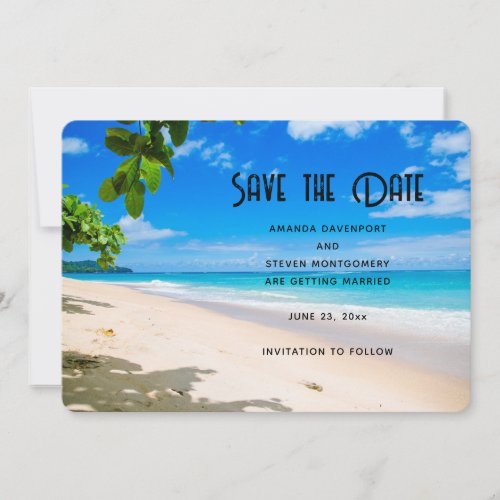 Beautiful Sunny Tropical Beach Photo Wedding Save The Date