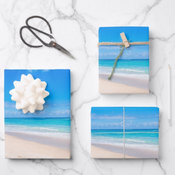 Beautiful Sunny Tropical Beach Photo Wrapping Paper Sheets by Mirribug at Zazzle