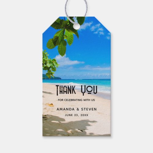 Beautiful Sunny Tropical Beach Wedding Thank You Gift Tags