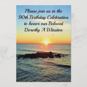 BEAUTIFUL SUNRISE 90TH BIRTHDAY INVITATIONS