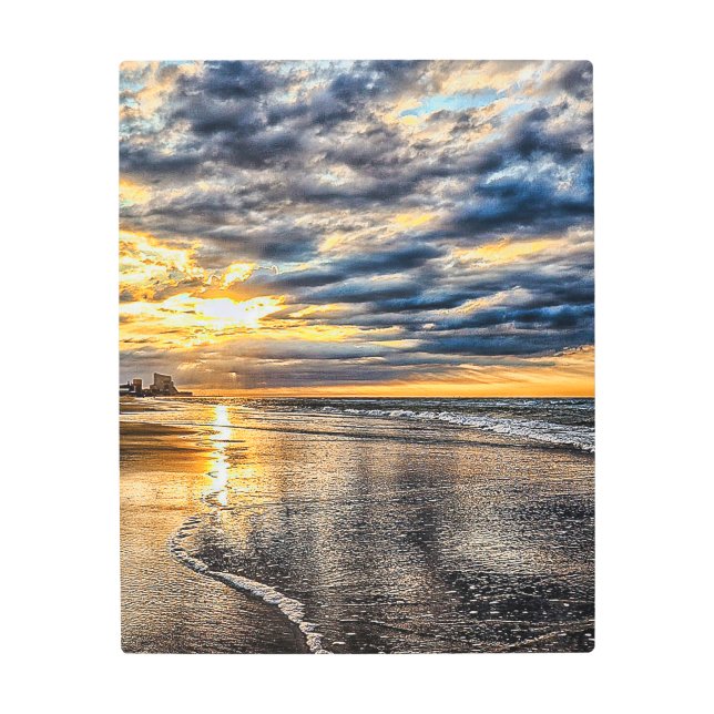 beautiful sunrise beach scene metal print (Front)