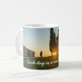 Beautiful Sunrise Bell Tower Meadow Inspirational Coffee Mug (Front Left)