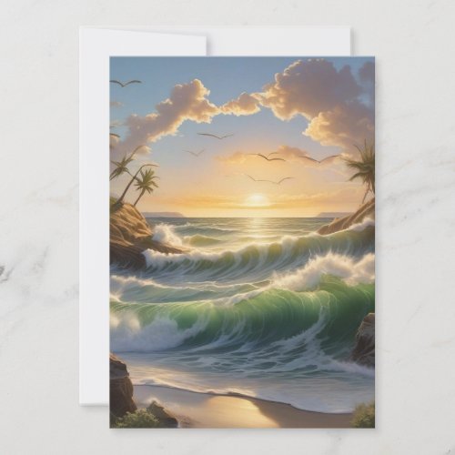 Beautiful Sunrise in Sea Thank You Card