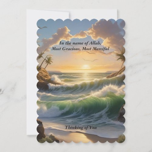 Beautiful Sunrise in Sea Thinking of You Thank You Card