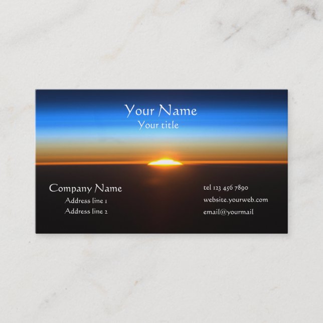Beautiful Sunrise in space business card (Front)