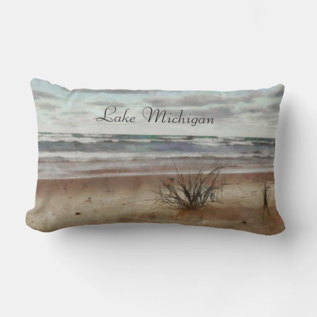 Beautiful Sunrise Over Lake Michigan Throw Pillow (Front)