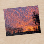 Beautiful Sunrise Pink Clouds Photo Jigsaw Puzzle<br><div class="desc">Beautiful pink and light orange clouds fill a sunrise sky beyond small black trees in the distance. A tall pine tree stands in silhouette on the right side of the photo. The yellow morning sun peeks through clouds near the horizon. To see the photograph Beautiful Sunrise Sky on other items,...</div>