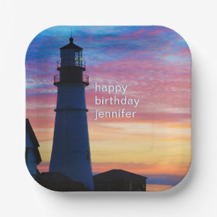Beautiful Sunrise Portland Head Lighthouse Paper Plates