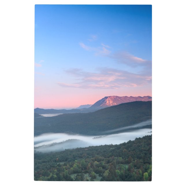 Beautiful sunrise view on Nanos from Šilentabor Metal Print (Front)