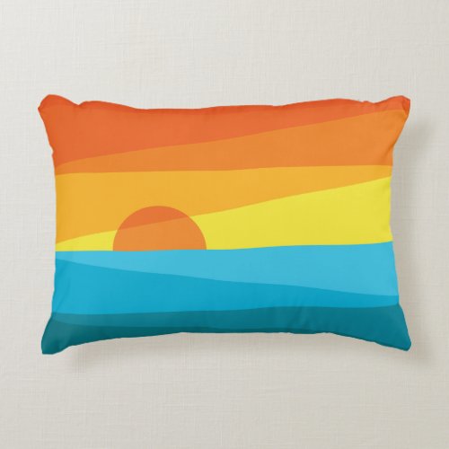 Beautiful Sunset and Sea Waves  Accent Pillow