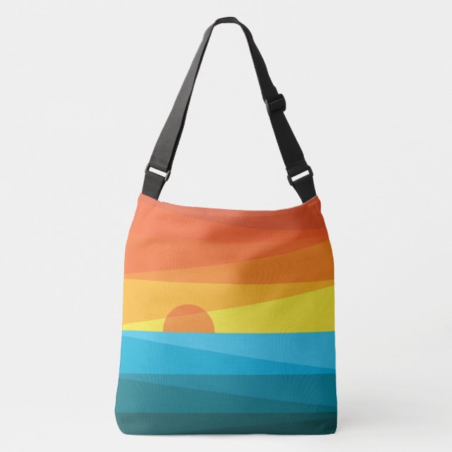 Beautiful Sunset and Sea Waves  Crossbody Bag (Front)