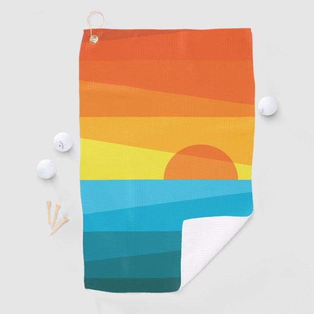 Beautiful Sunset and Sea Waves Golf Towel (InSitu)