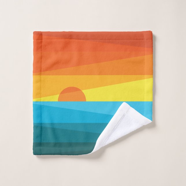 Beautiful Sunset and Sea Waves Wash Cloth (Wash Cloth)