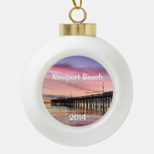 Beautiful Sunset at Newport Beach Ceramic Ball Christmas Ornament