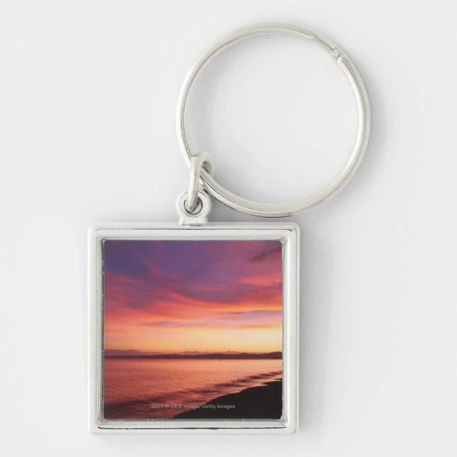 Beautiful sunset at the beach keychain (Front)