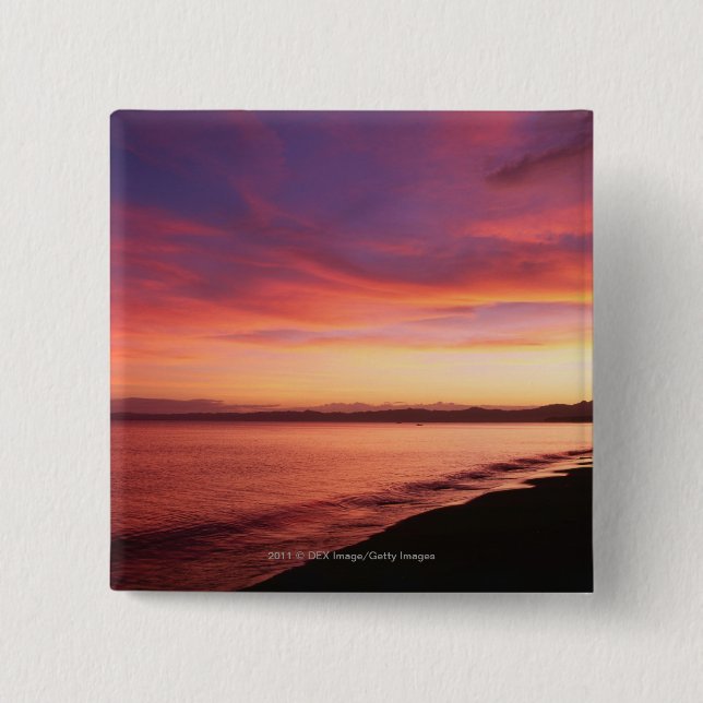 Beautiful sunset at the beach pinback button (Front)