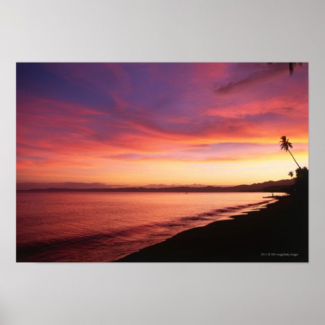 Beautiful sunset at the beach poster (Front)