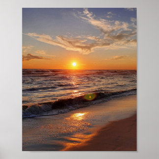 Beautiful sunset at the beach poster