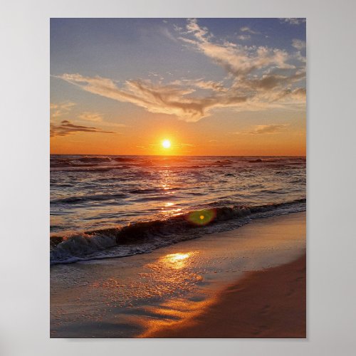Beautiful sunset at the beach  poster