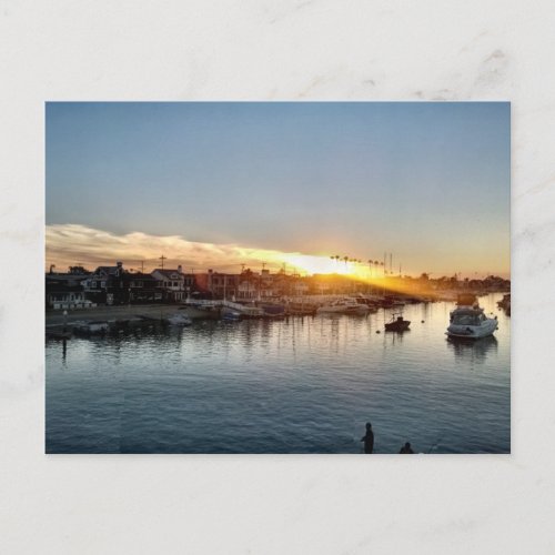 Beautiful Sunset at the Harbor in Balboa Island Postcard