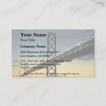 Beautiful Sunset: Bay Bridge  San Francisco  Calif Business Card by inspirelove at Zazzle