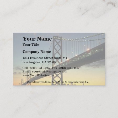 Beautiful Sunset: Bay Bridge, San Francisco, Calif Business Card