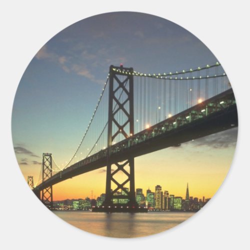 Beautiful Sunset Bay Bridge San Francisco Calif Classic Round Sticker