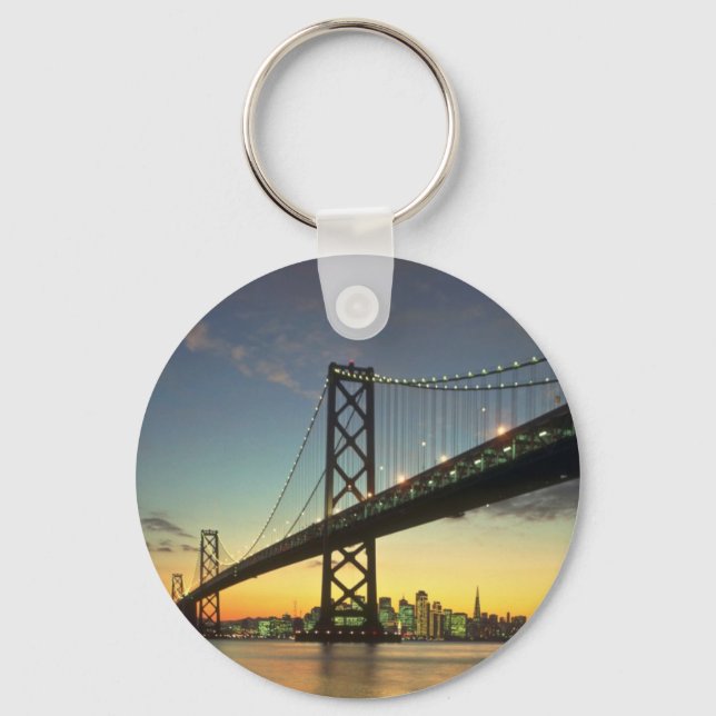 Beautiful Sunset: Bay Bridge, San Francisco, Calif Keychain (Front)