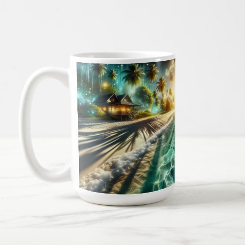 Beautiful Sunset Beach House Themed Coffee Mug