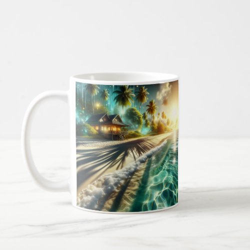 Beautiful Sunset Beach House Themed Coffee Mug
