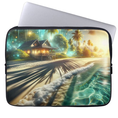 Beautiful Sunset Beach House Themed Laptop Sleeve