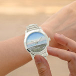 Beautiful Sunset Beach Photography Summer Watch<br><div class="desc">This picturesque beach photography wristwatch with white numbers from Destin Florida features the gorgeous pink and orange sunset gently touching the ocean waves above the sand and sea grass. Lovely seaside watch from your favorite vacation spot or hometown.</div>