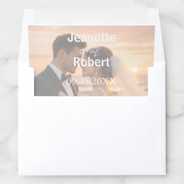 Beautiful Sunset Beach Romantic Wedding Vows Envelope Liner (In Envelope)