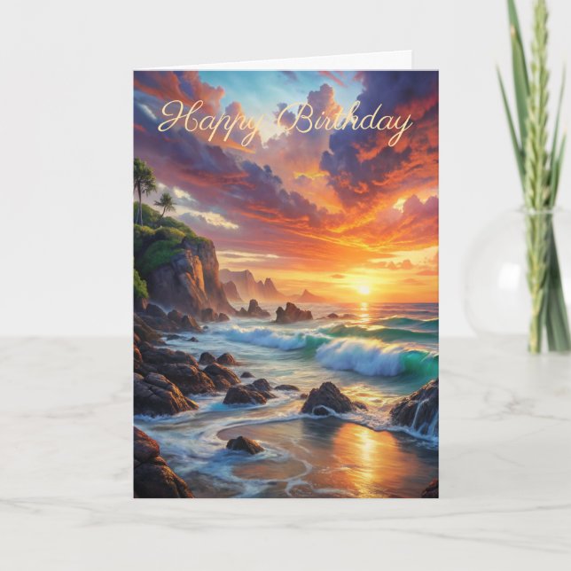 Beautiful Sunset Birthday Card (Front)