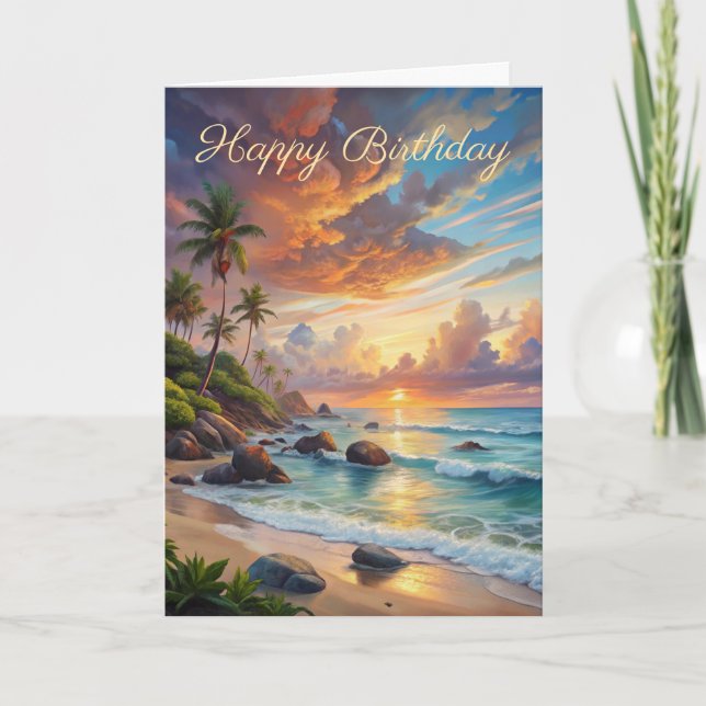 Beautiful Sunset Birthday Card (Front)