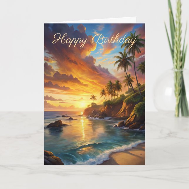 Beautiful Sunset Birthday Card (Front)