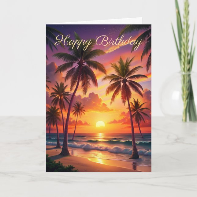 Beautiful Sunset Birthday Card (Front)