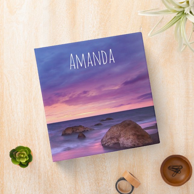 Beautiful Sunset Coastal Photograph 3 Ring Binder (In Situ)