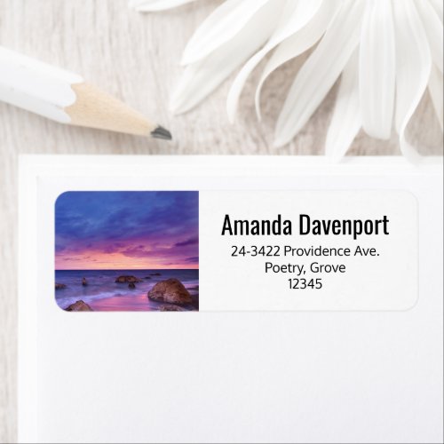 Beautiful Sunset Coastal Photograph Address Label